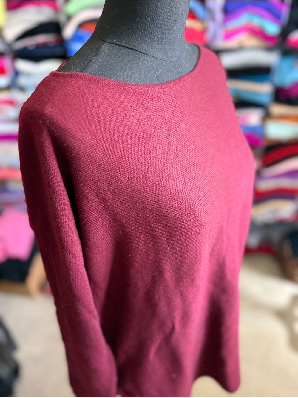 Charter Club Shirttail Cashmere Sweater in Burgundy